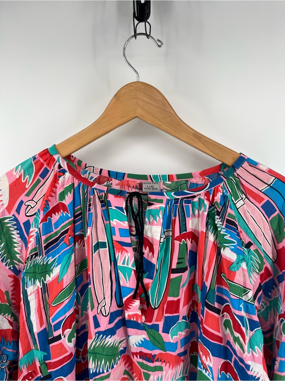 Rosa Faia Papanui Tropical Surfboard Print Viscose Cover Up Tunic Dress L XL - Picture 7 of 9